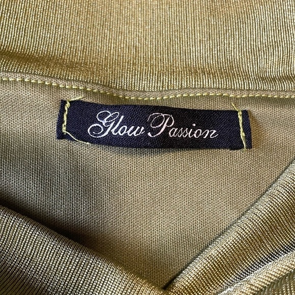 Y2K Soft Grunge Mini Dress Small 00s Green Ruched Glow Passion Spandex Brat Rave - Picture 12 of 13